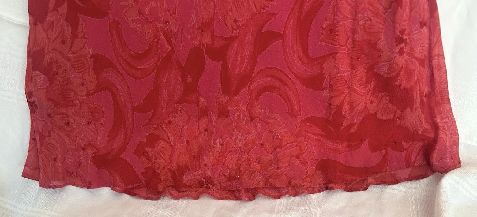 Vintage 1990s/Y2k Paradise NY Cowl Neck Slip Dress. Size Large. EUC Red/Pink