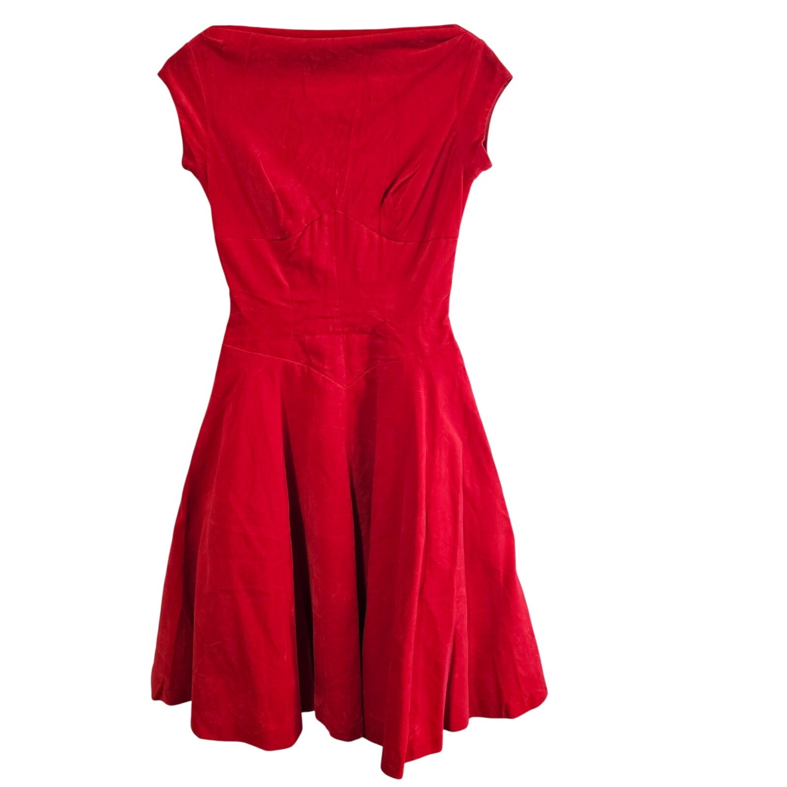 Vintage Young Modes 50s Swing Dress Womens Small Red Pin Up Retro Rockabilly