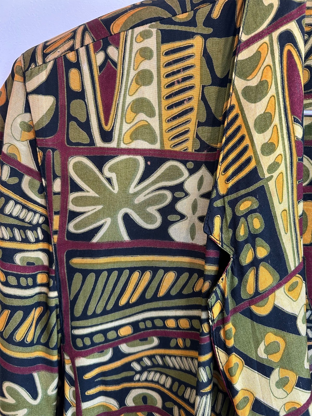 Vintage FRENCH CONNECTION Rayon Blazer M Made in India Abstract Art Print Boho