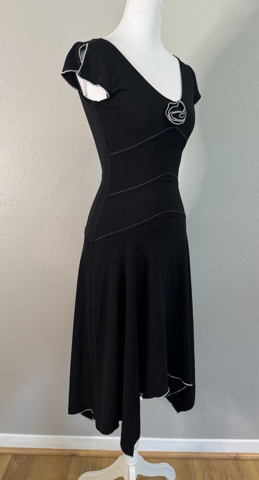 Y2K Whimsigoth Handkerchief Hem Rosette Dress Vintage My Michelle Feminine Grung