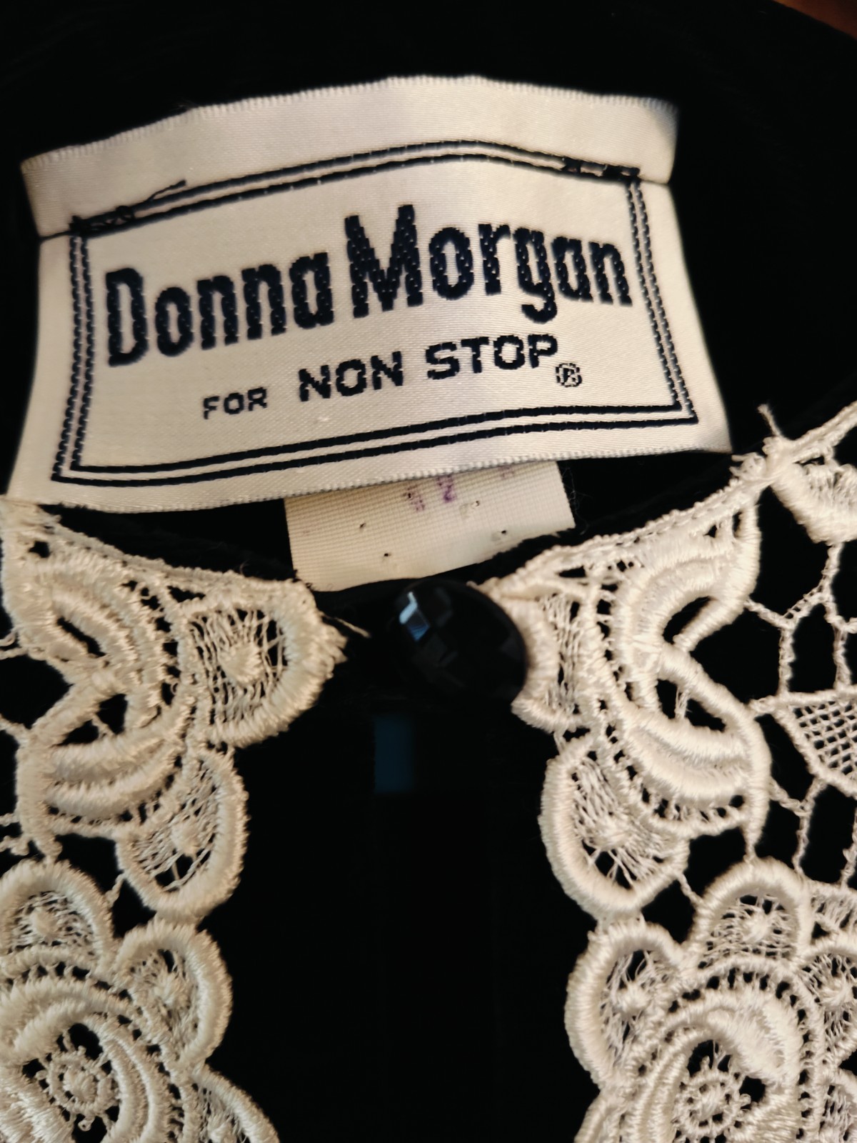 Donna Morgan For Non Stop Black Velvet Long Dress Vintage Lace Size 9/10 No Belt