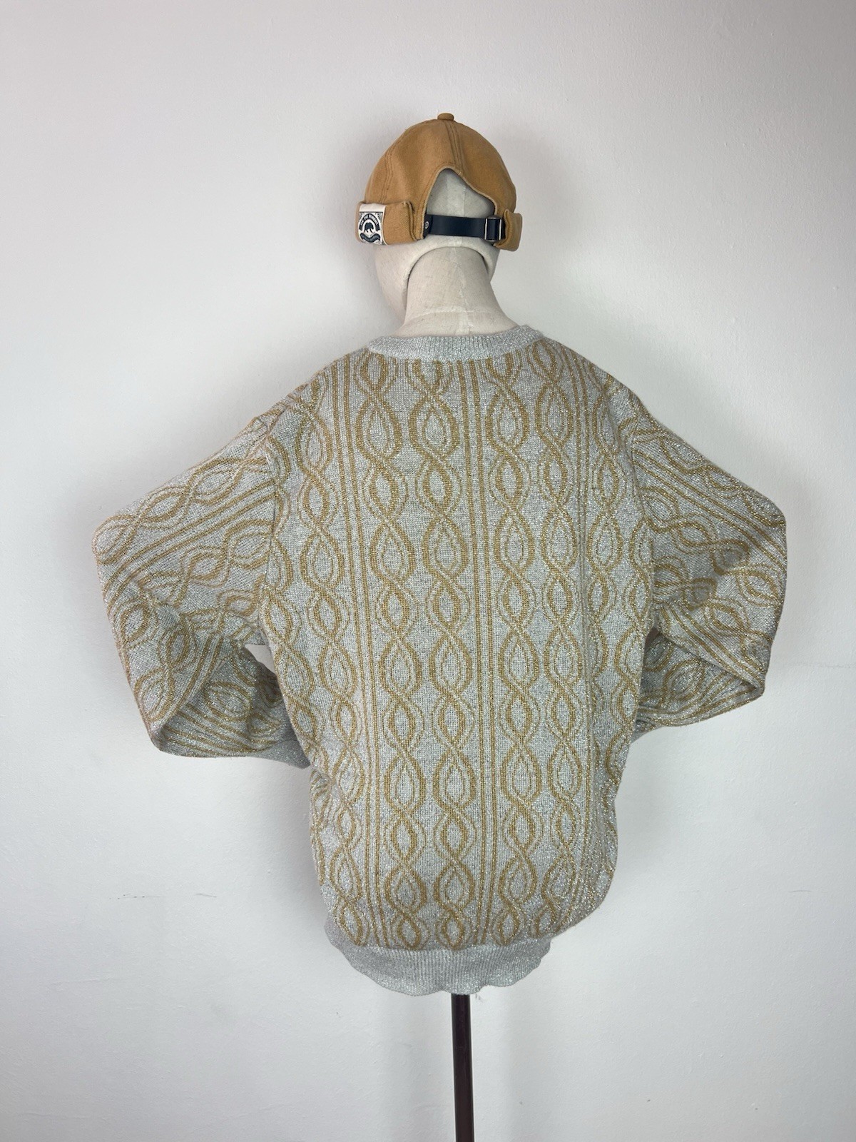 LILLY Of CALIFORNIA 80’s Vintage Women’s Silver & Gold Lurex Cardigan Sweater XL