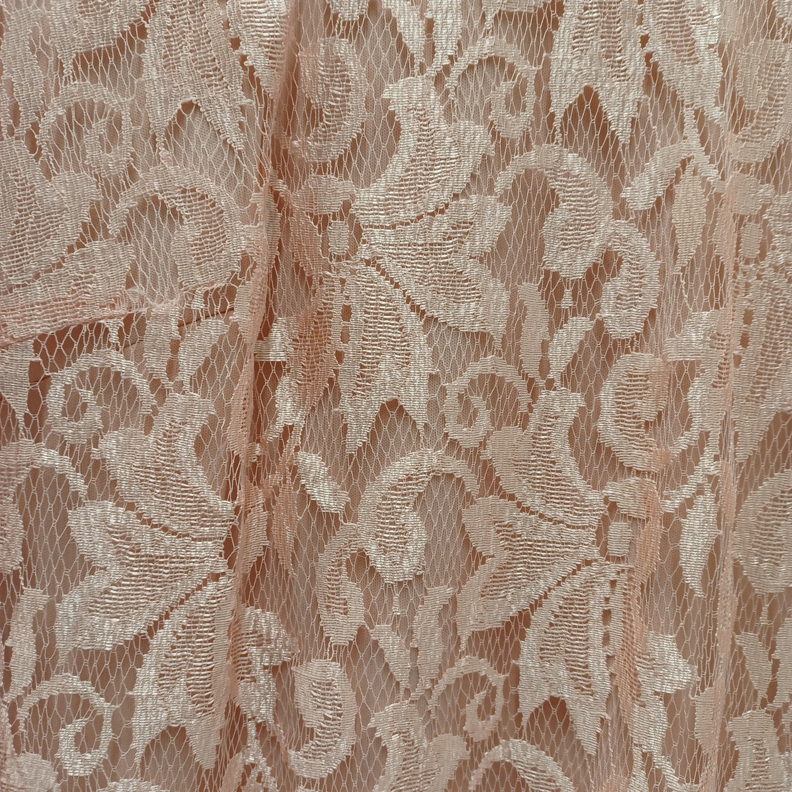 Vintage David Rose lace dress pinkNude long sleeve tassle trim Midi 18W
