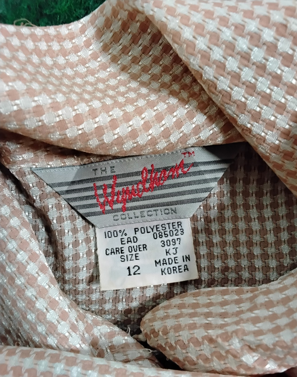 Vtg 80s The Windham Collection Tie Neck Blouse Cream/Peach Long Sleeves Sz 12