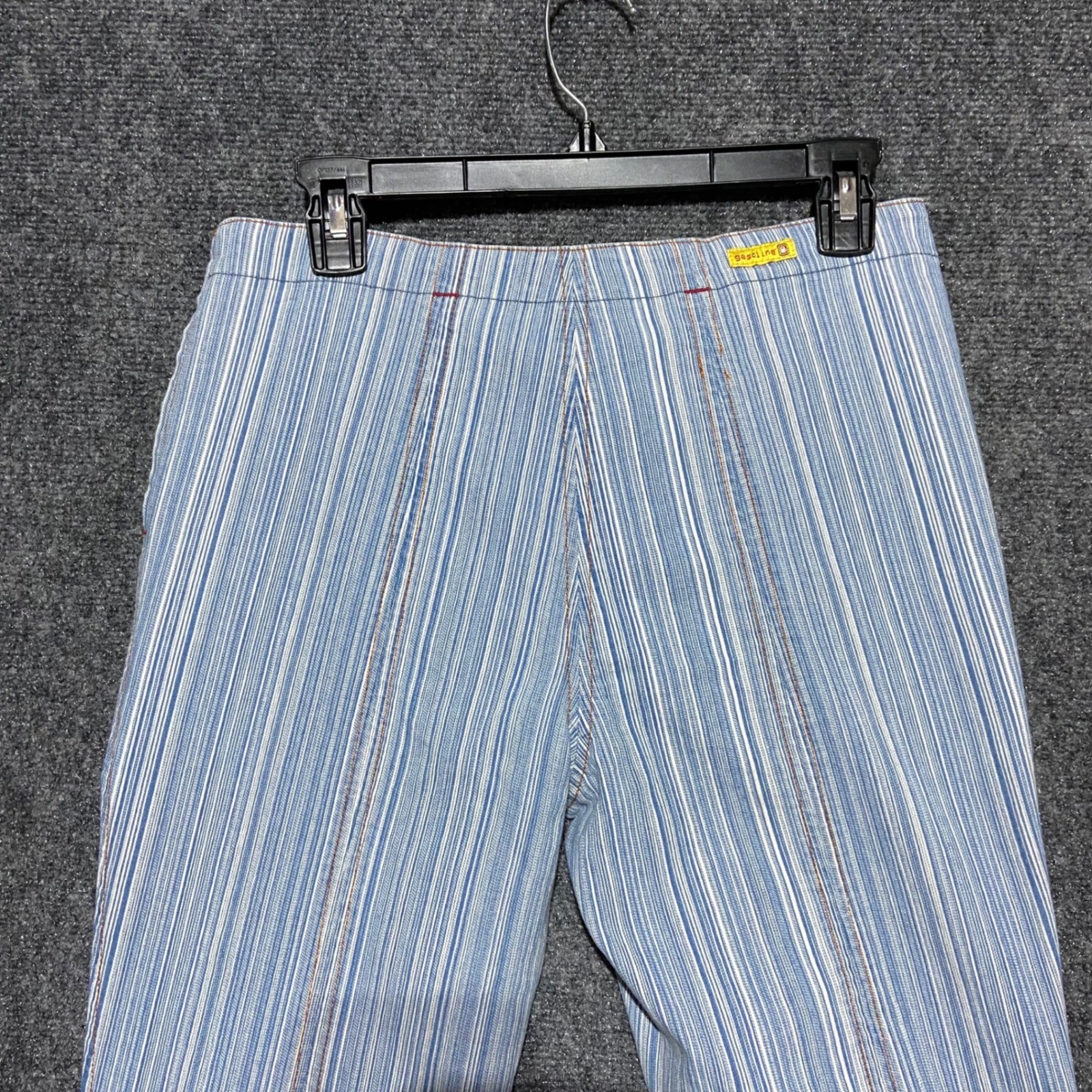 Gasoline Vintage Blue White Striped Flare Bell Bottom Jeans Size 9 Y2K Bratz 90s