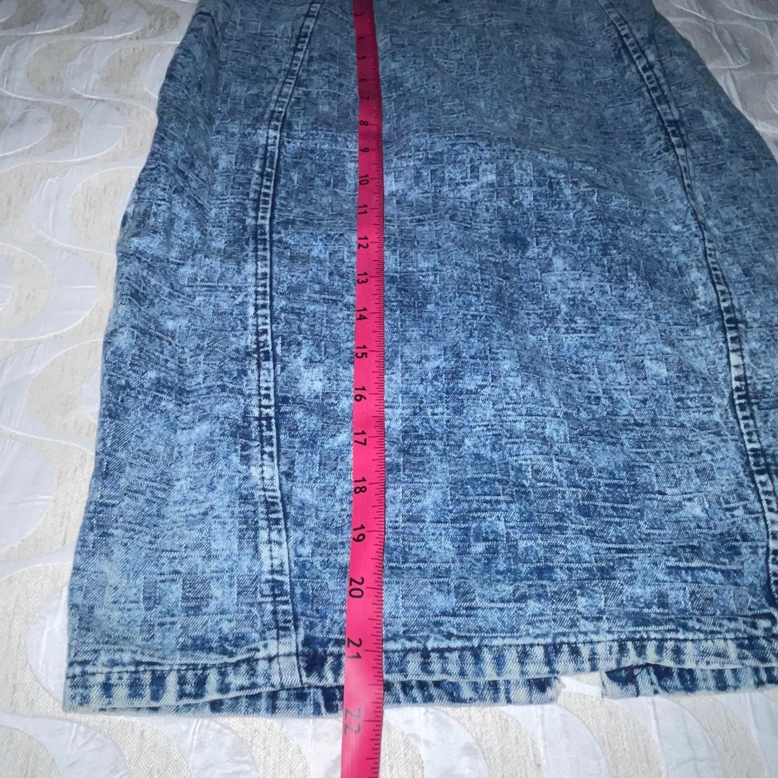 80s Paris Blues Acid Wash Denim 2 pc skirt & jacket Talon 42 Zip Puff Sleeve