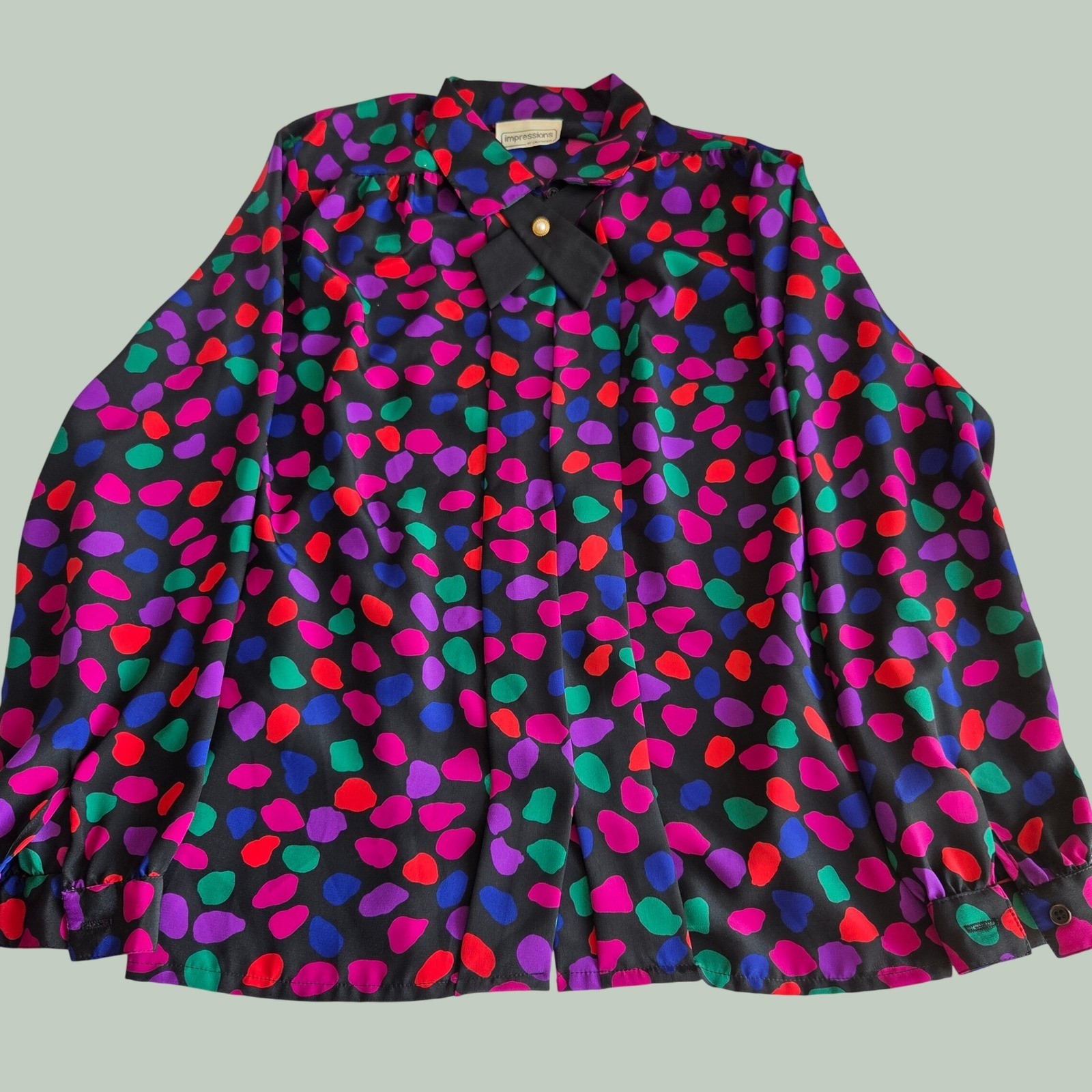 Vintage Impressions of California Multi Color Abstract Print Blouse Shoulder Pad