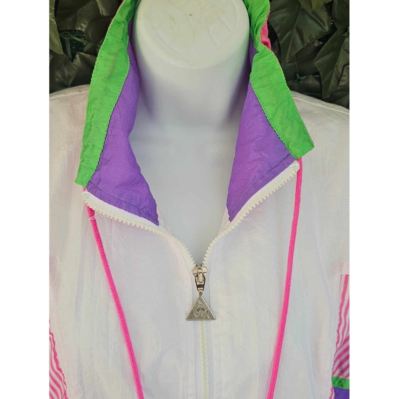 VTG 90s Windbreaker Track Suit Neon Womens Small Casual Isle Nylon