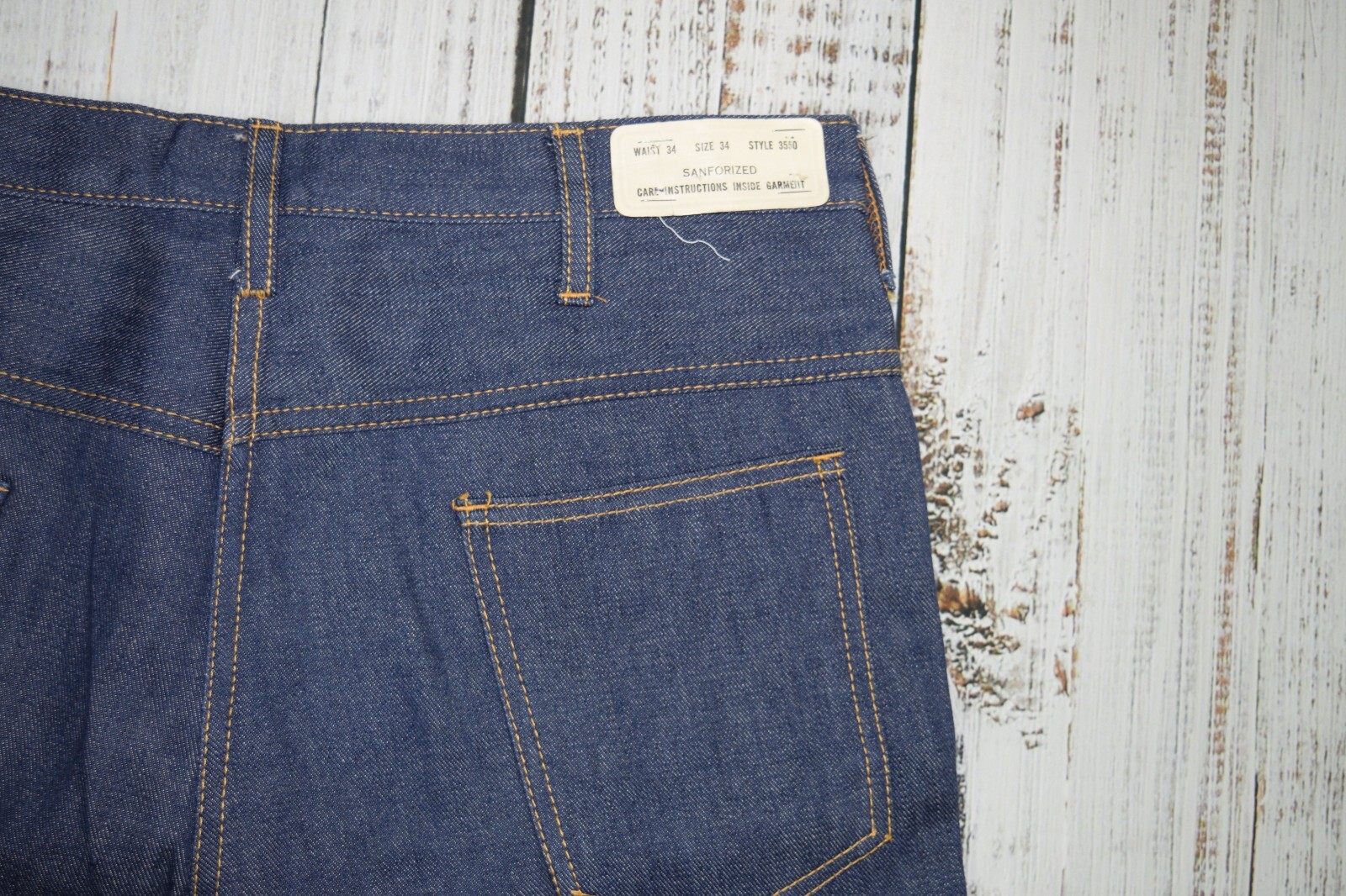 VTG 50s 60s SANFORIZED DENIM CUT OFF Jean Shorts 34″ Waist HONG KONG PIN UP RAW