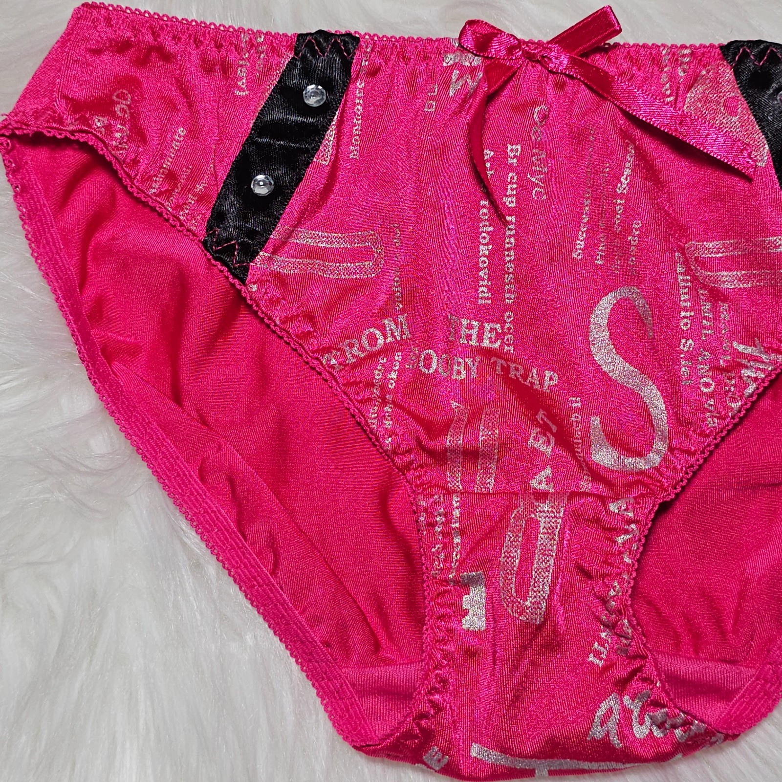 VTG Silky Panty Hot Pink Bikini Sissy Nylon Elastane Brief Size Small Hip 32-36″
