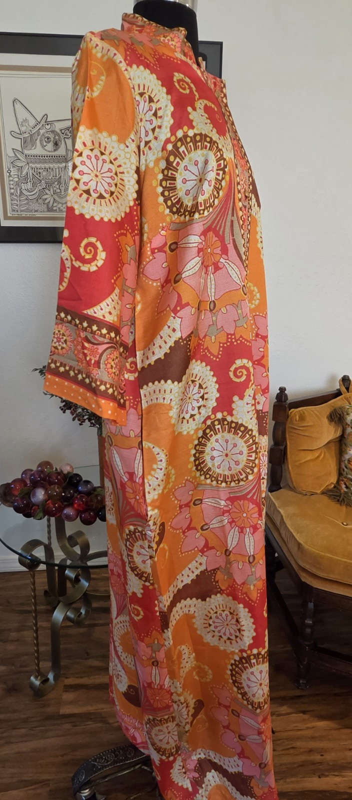 🌼60’s KAFTAN House Dress Sz 16 Mod 🍄 Unbranded NWOT