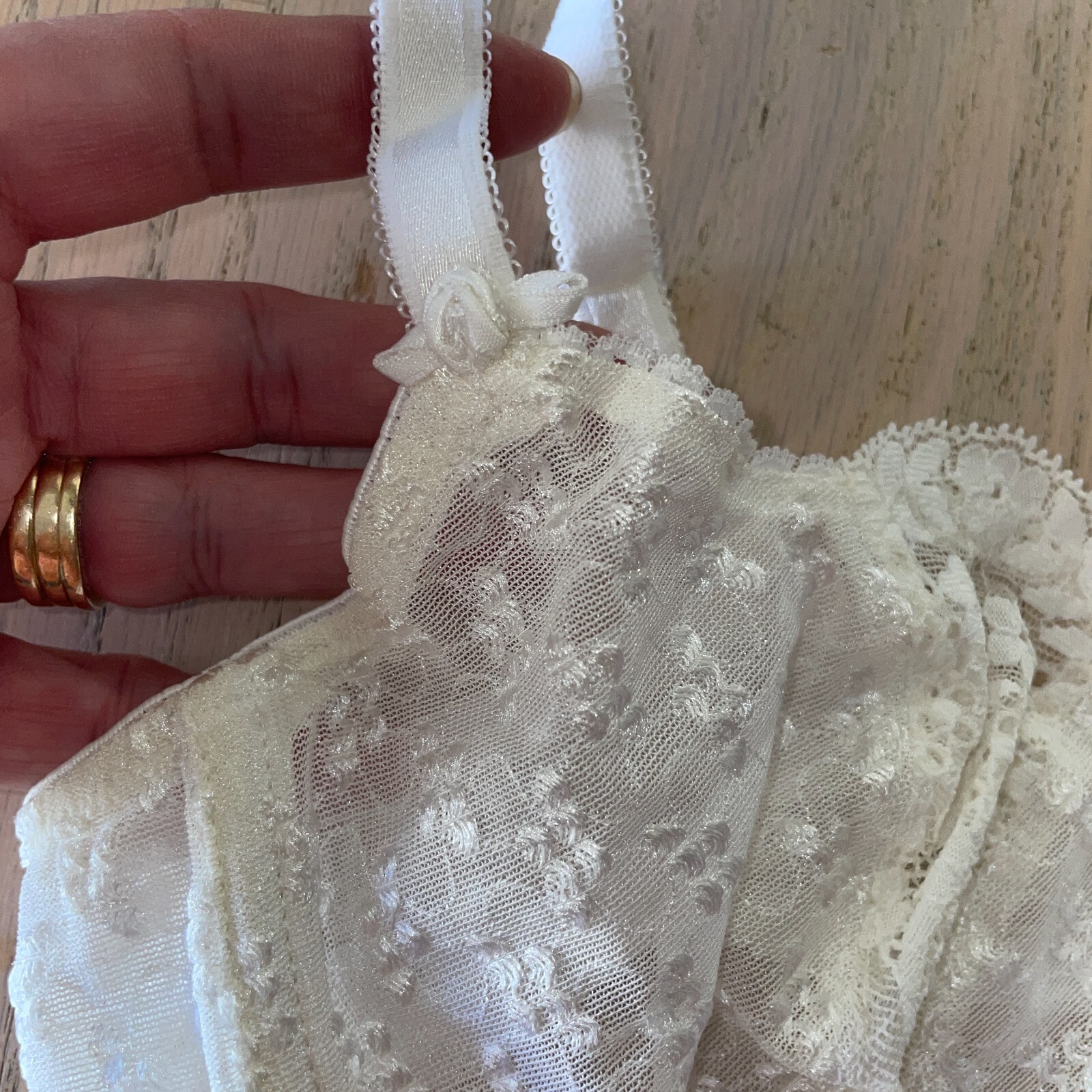 Vtg Oscar de la Renta Lace Bra Unlined Underwire Wedding White 36C Style 14210