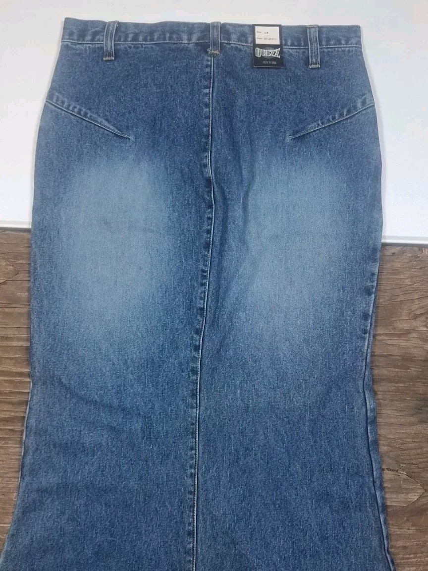 Vintage NWT 90’s Quizz New York Flare Jean Denim Skirt Size 3/4 Style B7-2165D