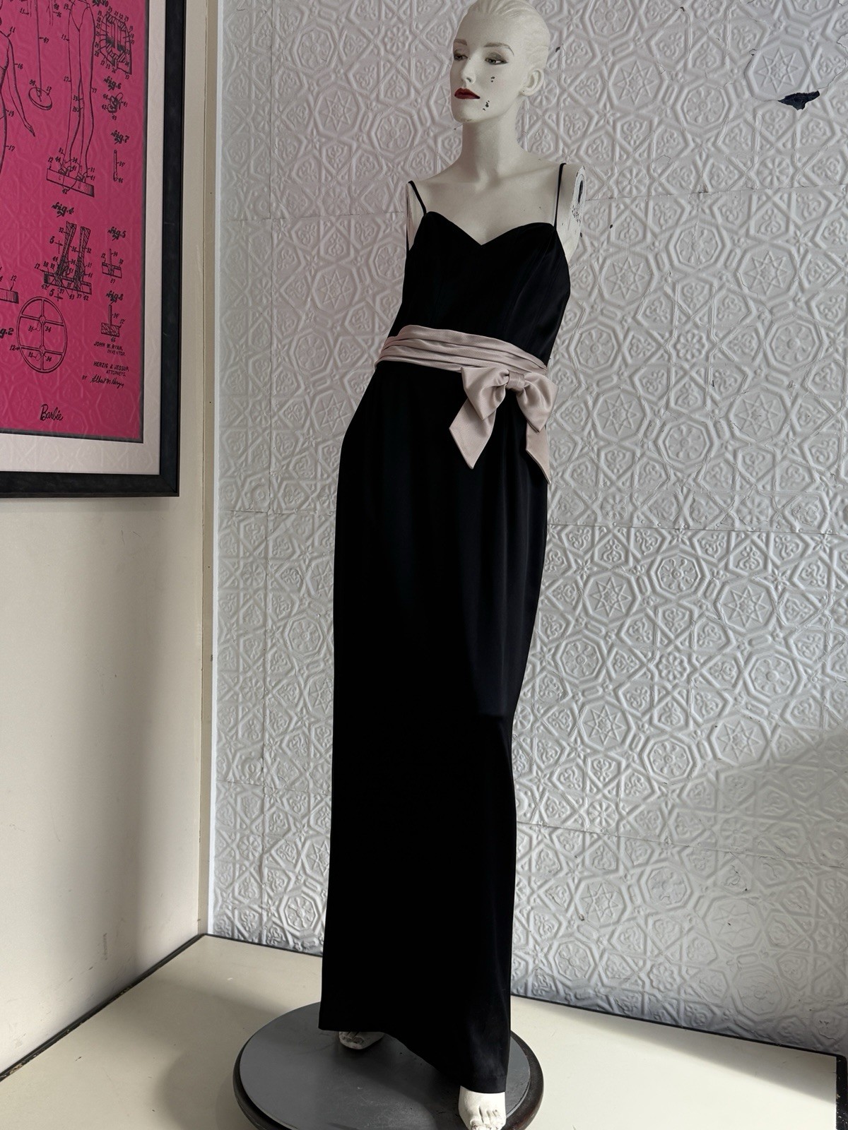 Vintage ABS Black Gown-Corset-Spaghetti strap-party dress NWT-1990s formal prom