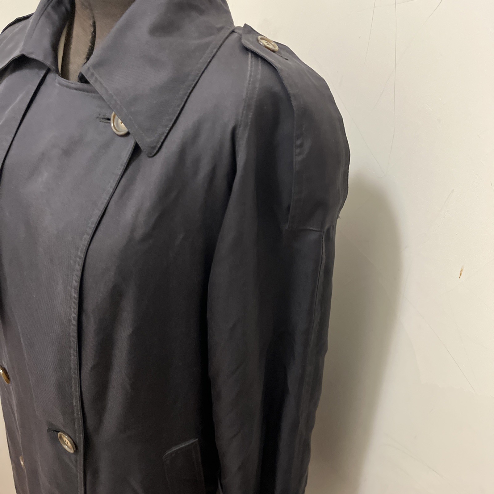 Vintage Count Romi Black 100% Silk Trench Coat Fall Size 4