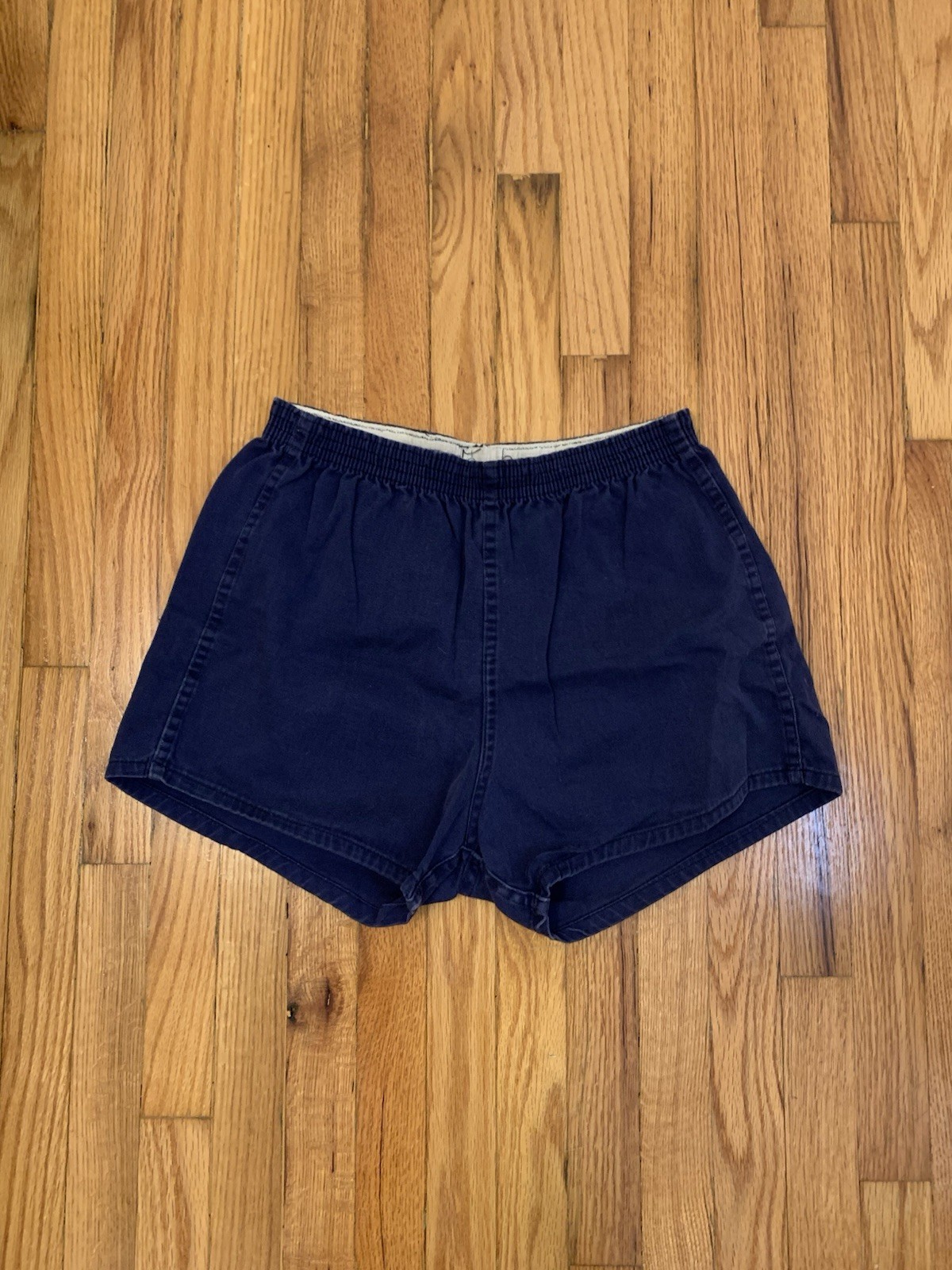 Vintage 50s/ 60s Cotton Twill Gymnast Mini Shorts Navy Elastic Waist Small