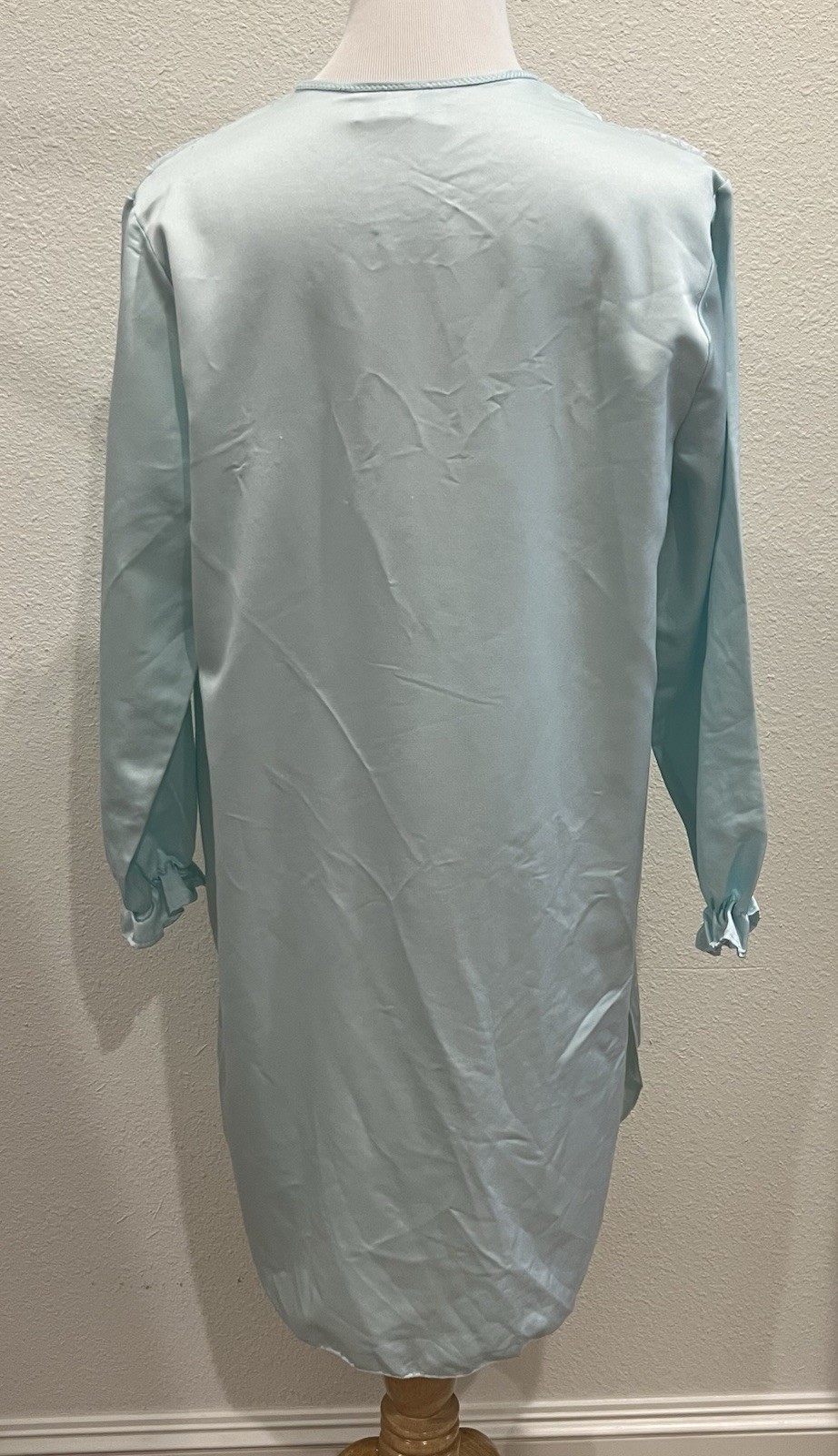 Vintage Dreamwear Lingerie Blue Medium Long Sleeve Nightgown Pajama Dress Mumu