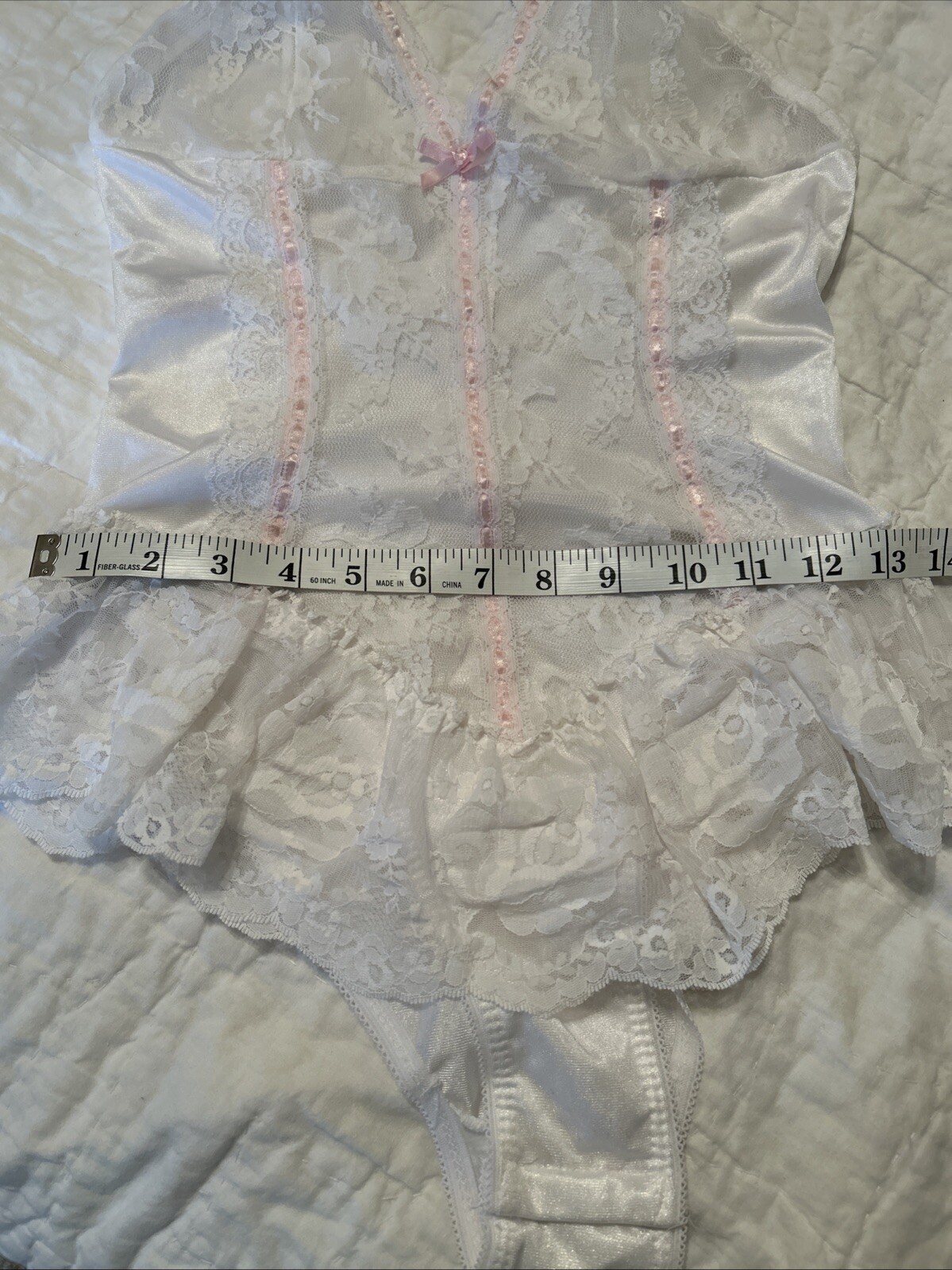 VTG Avon Fashions Women’s White Lacy Negligee Lingerie Teddy Medium USA