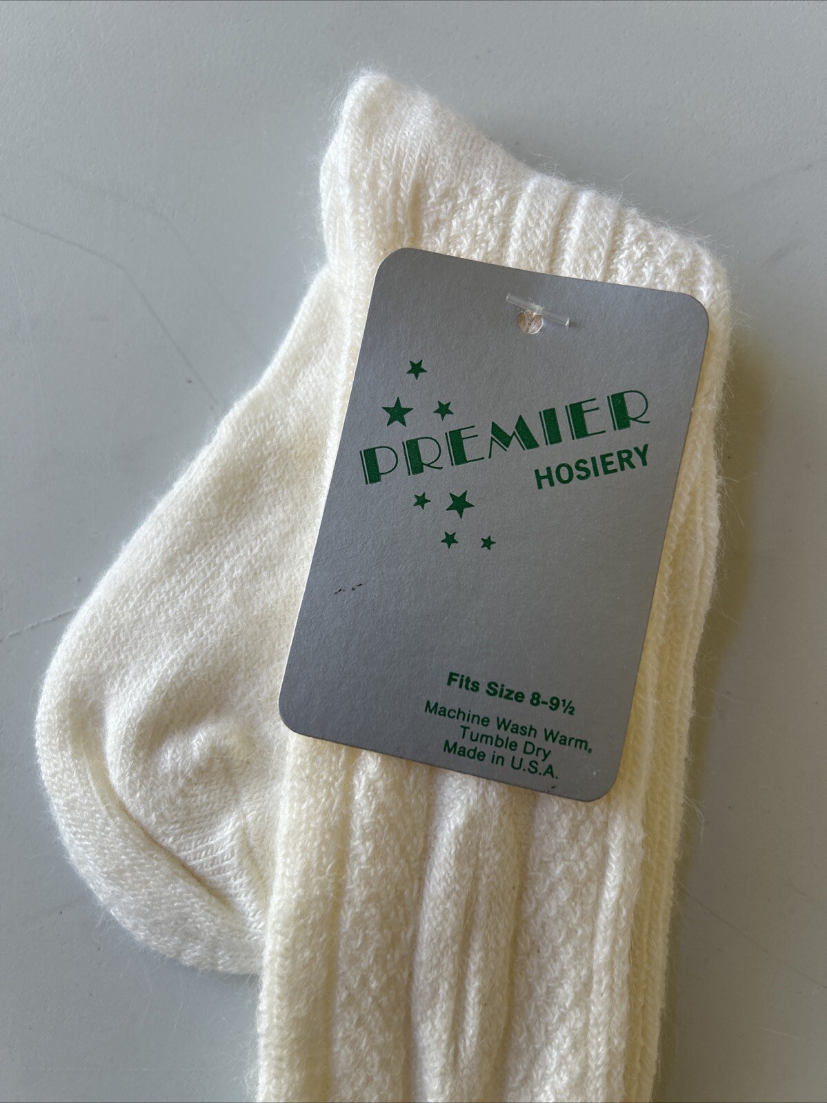 VTG Socks Cable Knit School Stocking Girl Hosiery 80s Ivory NOS 8-9.5 USA 90s