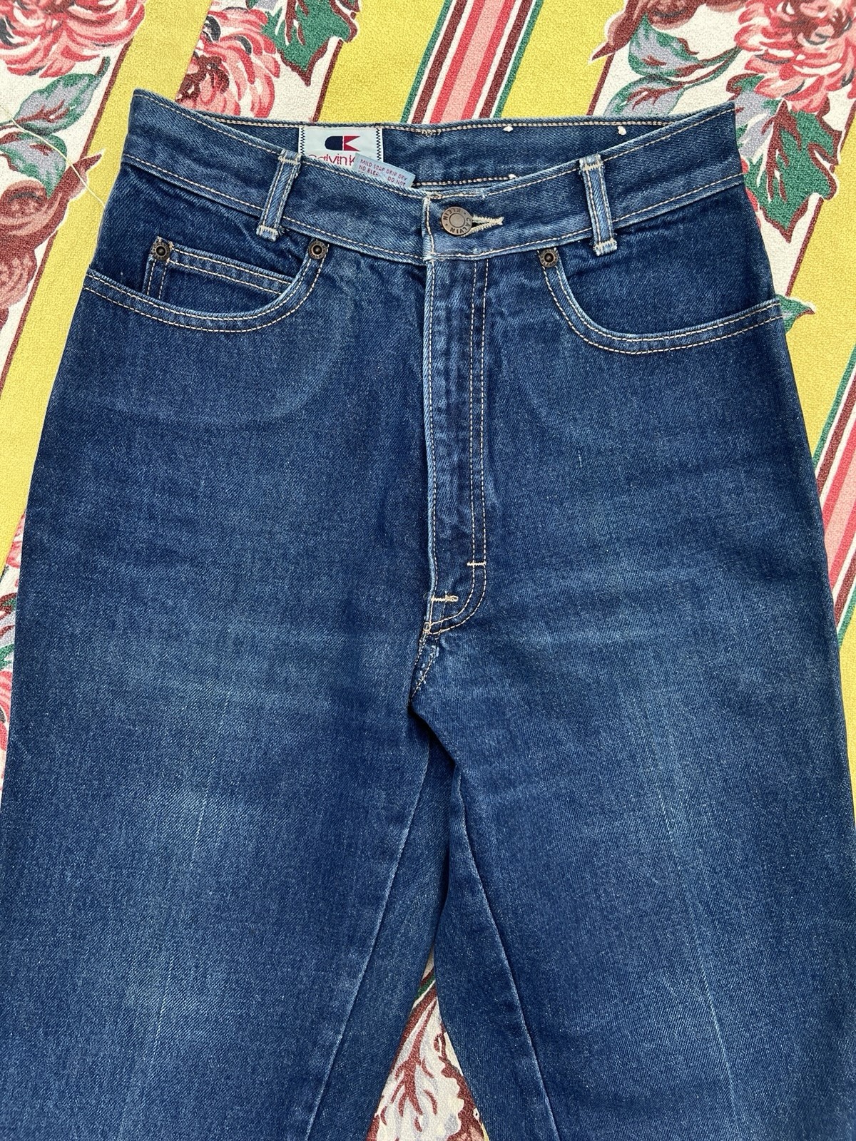 Vintage 80s Calvin Klein Jeans Dark Wash High Rise Straight Leg Fitted Narrow