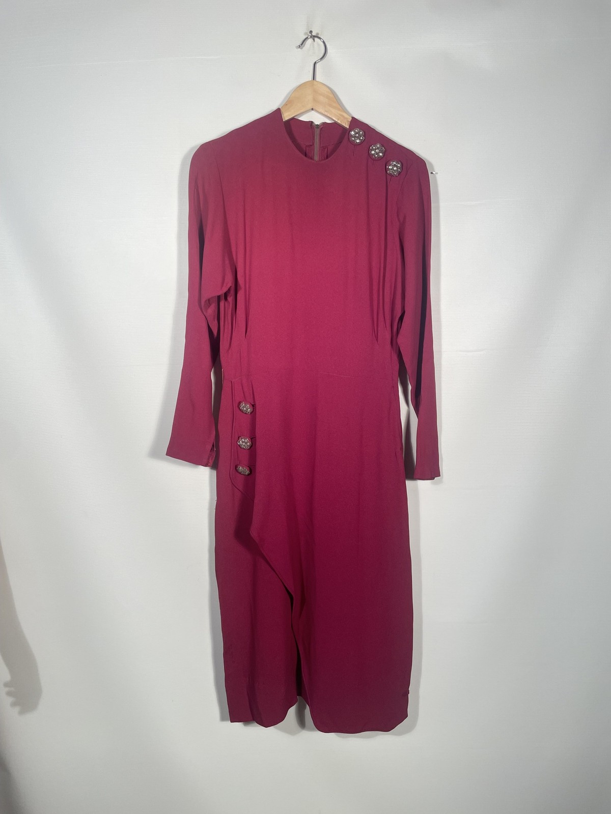 Vintage 1940’s Burgundy Rayon Crepe Dress Size S/M