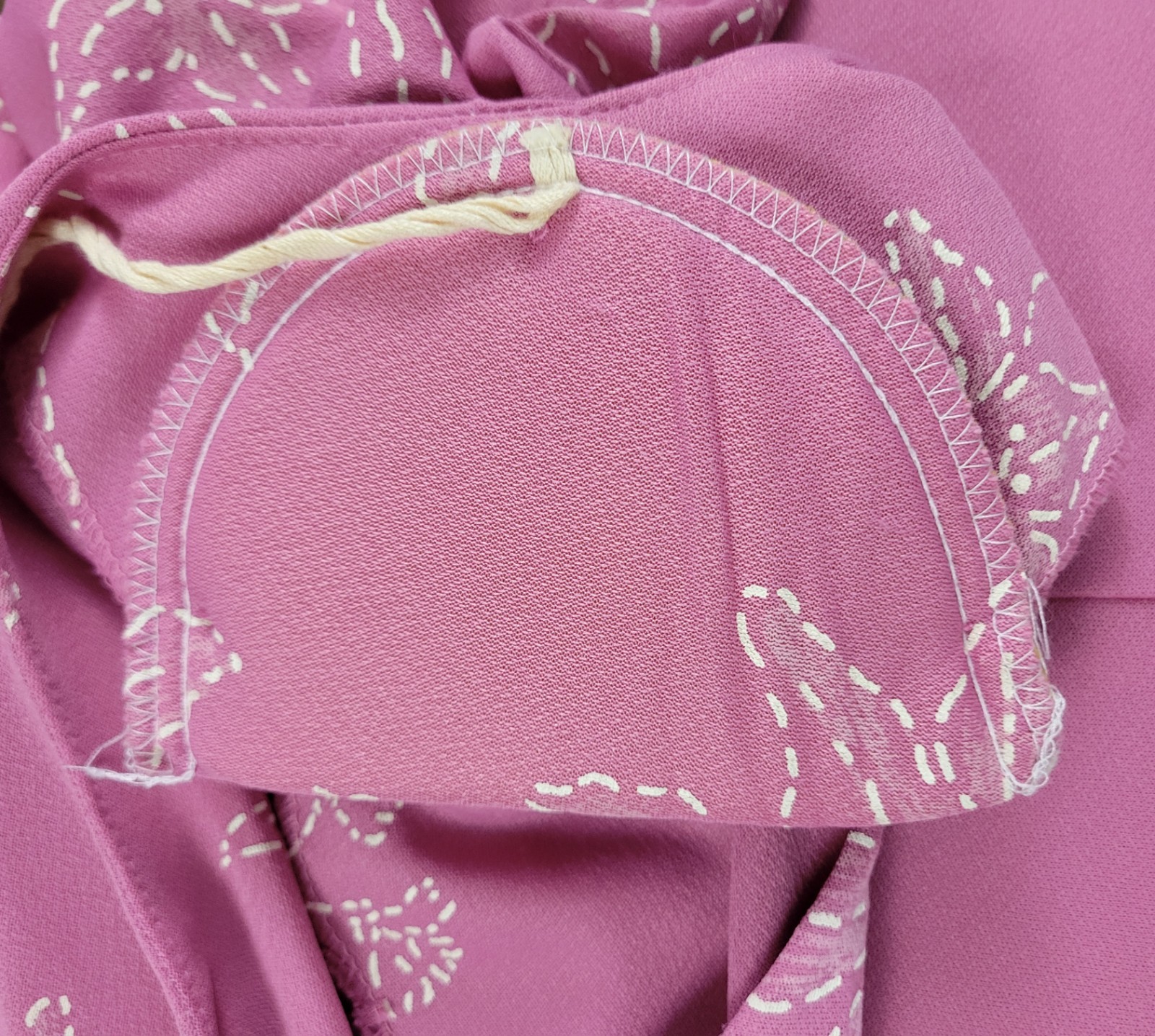 Vtg Earth Angel Mauvish-Pink Blouson Dress w Peplum & Cream Floral Print Size S?