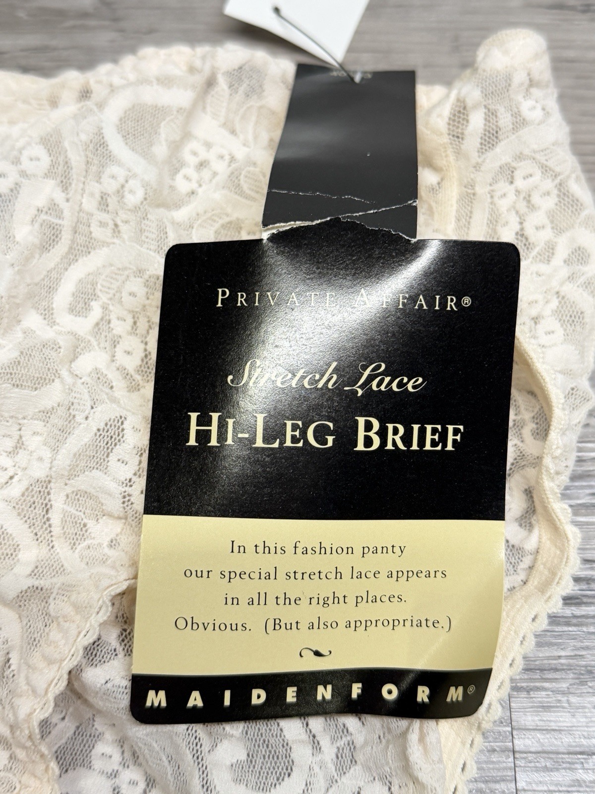 Vintage Maidenform NWT Stretch Lace Hi-Leg Brief Panties Ivory Sz 5 Deadstock 11