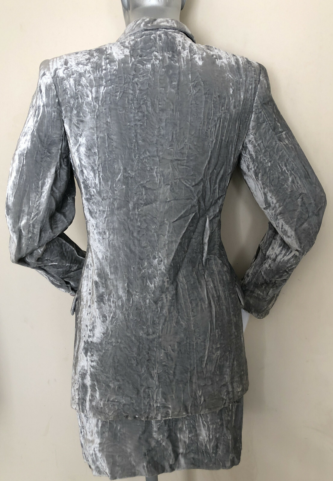 Gianni Versace Vintage 90s Very Rare Crushed Velvet Skirt Suit IT 38 UK 6-8