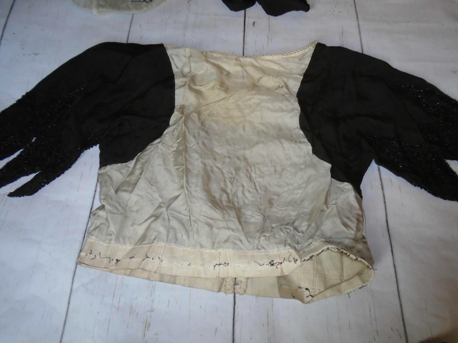 Two Piece Silk Crepe BEADED Antique Victorian Flapper Women’s Blouse Top