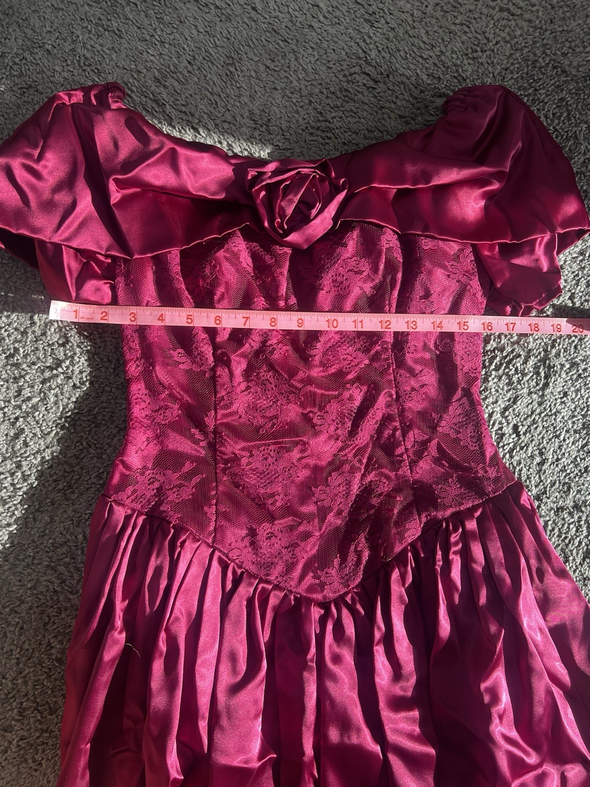 Vintage lace floral Magenta Pink Dress Size Small, Unlabeled