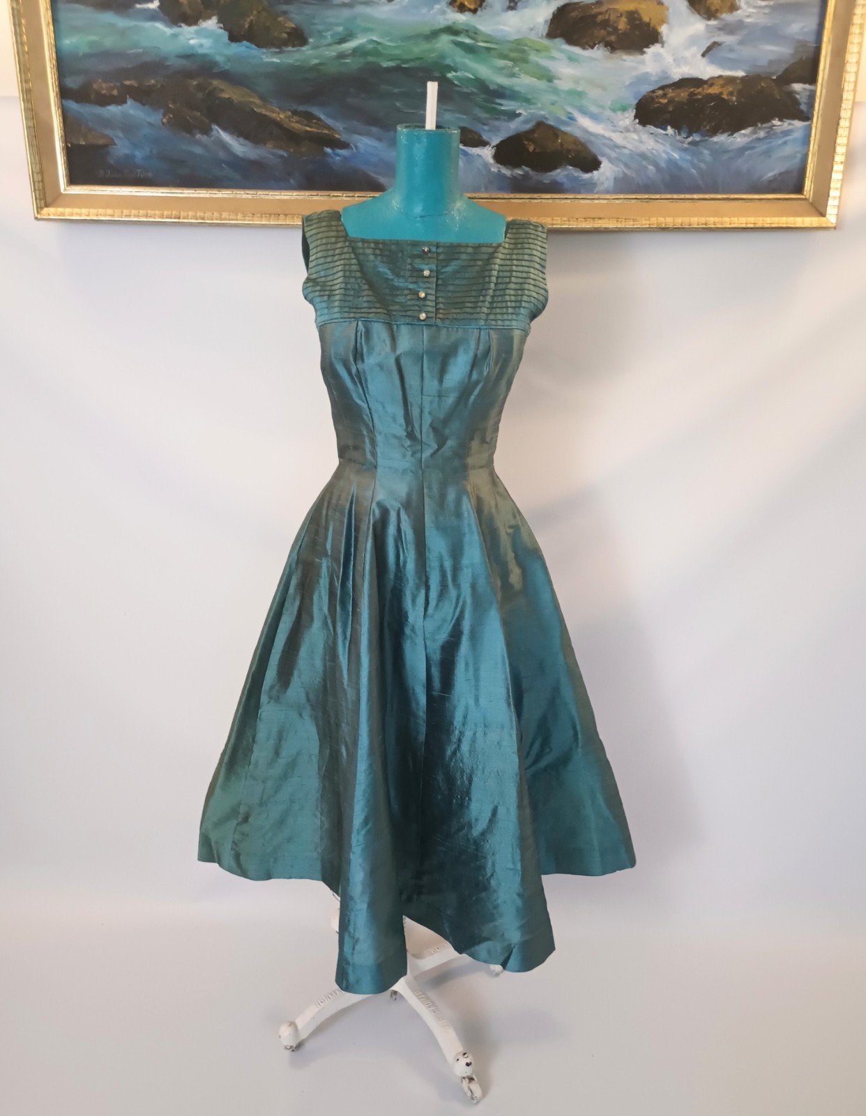 Sandra Sage 1950s Hollywood Silk Evening Dress