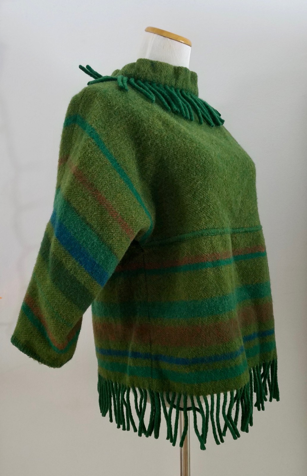 Vtg 60s-70s Lapp Lander Nordic Felted Wool Striped Sweater w/Fringe – Sz M/40