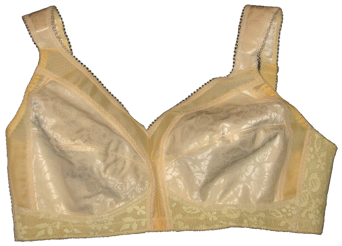 VtG 80s UNDERSCORE Cream Floral Satin Lace & Mesh Full-Coverage Support Bra 42C