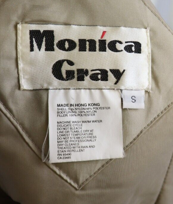VINTAGE 80S 90S WOMEN’S BEIGE COAT – MONICA GRAY – REMOVABLE LINER & HOOD – S