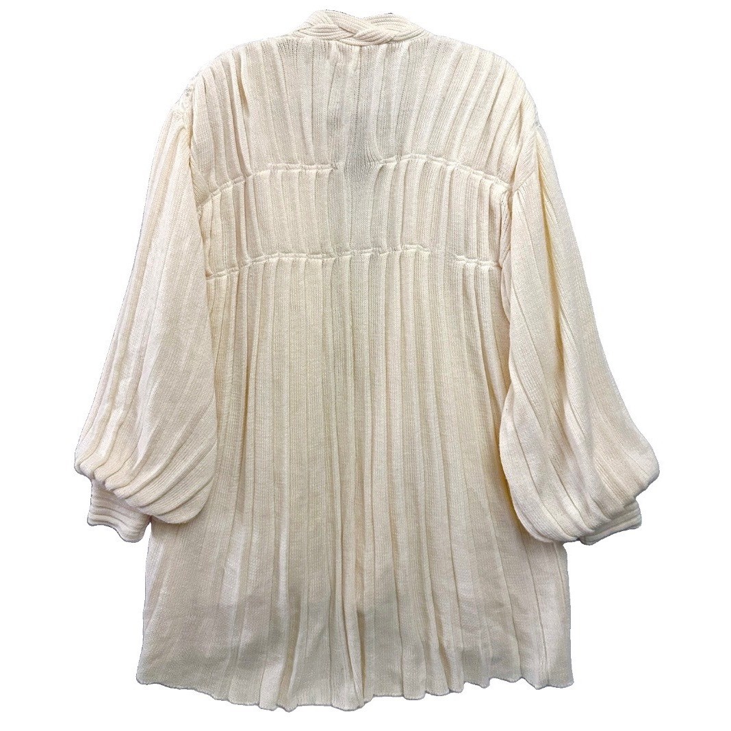 Vintage Maurada M Oversized Wool Cardigan Coat Pearl Lace Bishop Poet Rosette