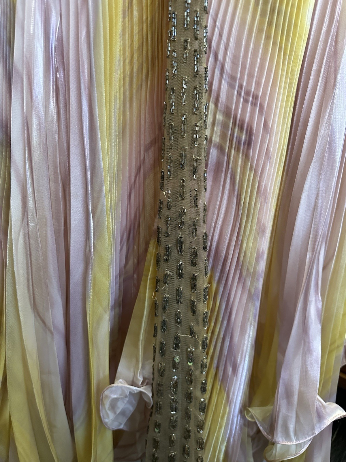 Vintage 70s Mike Benet Beaded Couture Look Fairycore Handkerchief Hem Gown