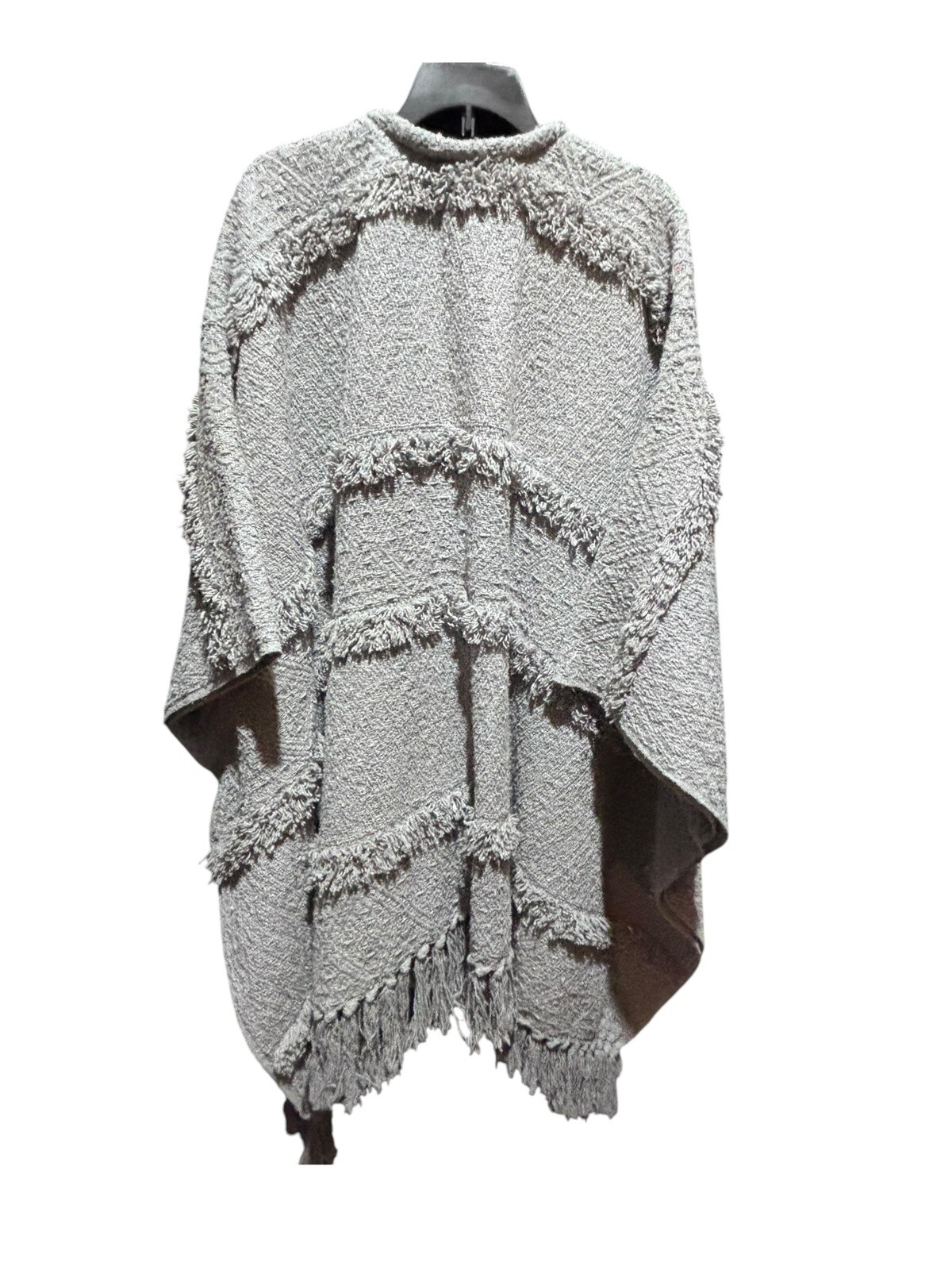 VTG Handmade Heavy Grey Poncho Unisex L Boho EUC