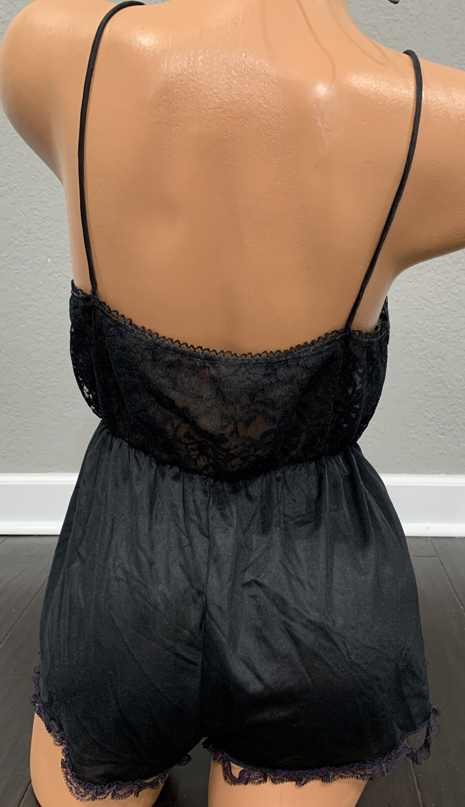 Vinta Spotlight Sheer Bodysuit Teddy HI CUT Lace NYLON Medium LINGERIE Nightie