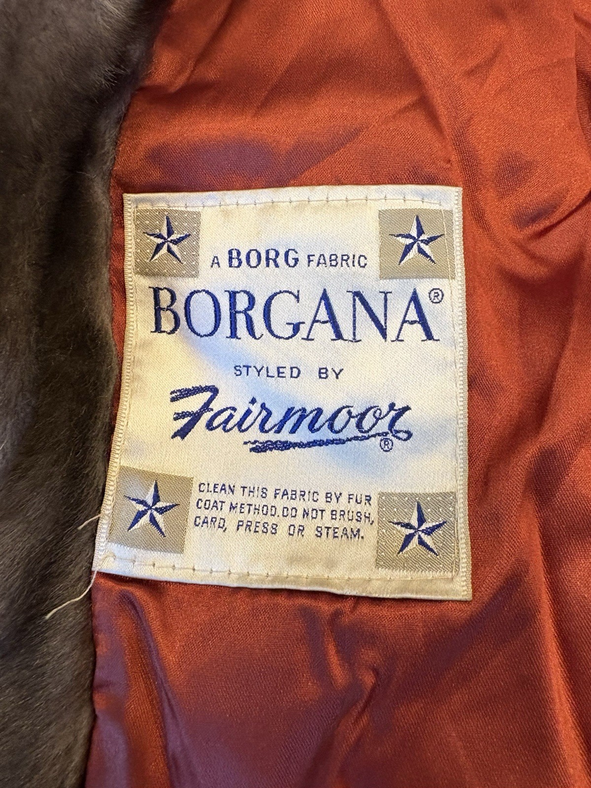1950s Borgana Fairmoor Faux Fur Coat Satin Lining MidCentury Swing Style M