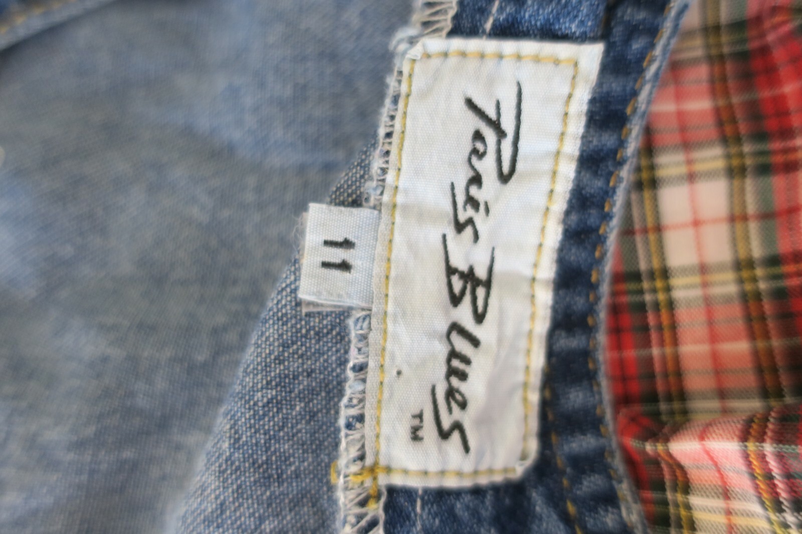 Plaid Pleated Rockabilly Grunge Dress y2k VTG 90s Paris Blues Denim Drop Waist