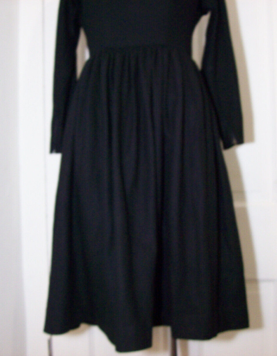 Vintage 1950s Black Long Sleeve Dress, 100% Wool, E.T Jrs CALIFORNIA, small