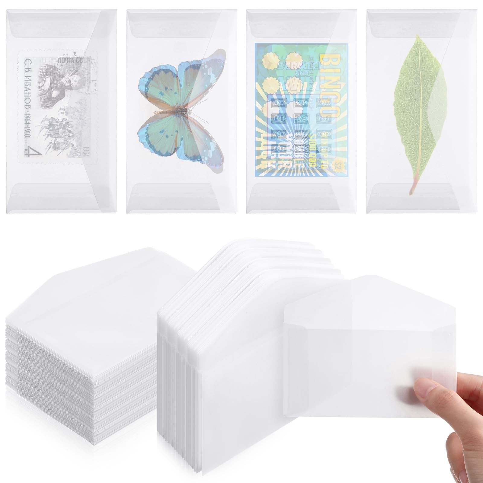 Eersida 600 Pcs Glassine Envelopes 4.25 x 2.5 Inch Frosted Lottery Ticket Holder