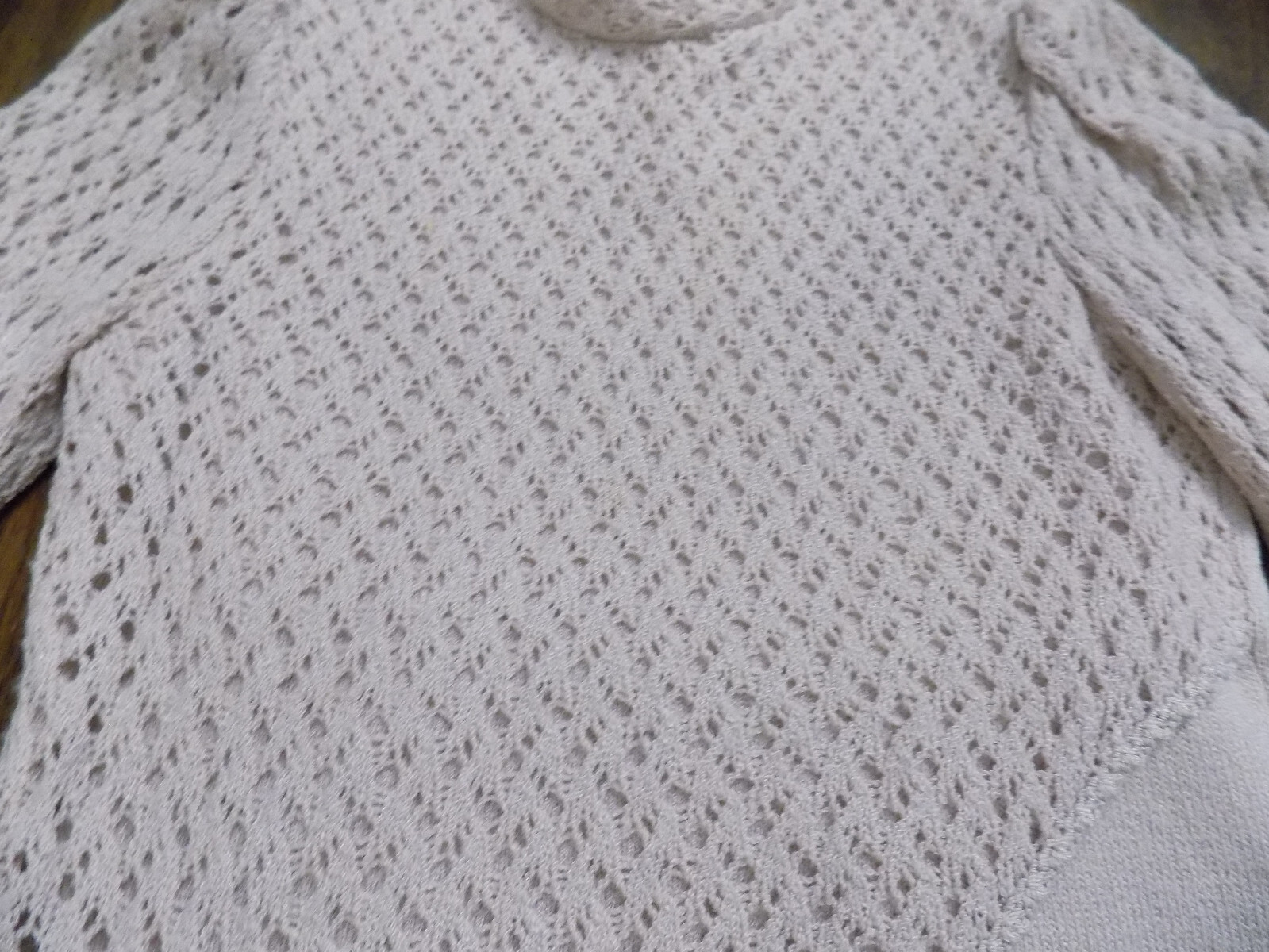 Vtg Dana Hogan Crochet Knit 2 pc Set Mock neck Sweater & 24″ W Skirt Lilac FAB!