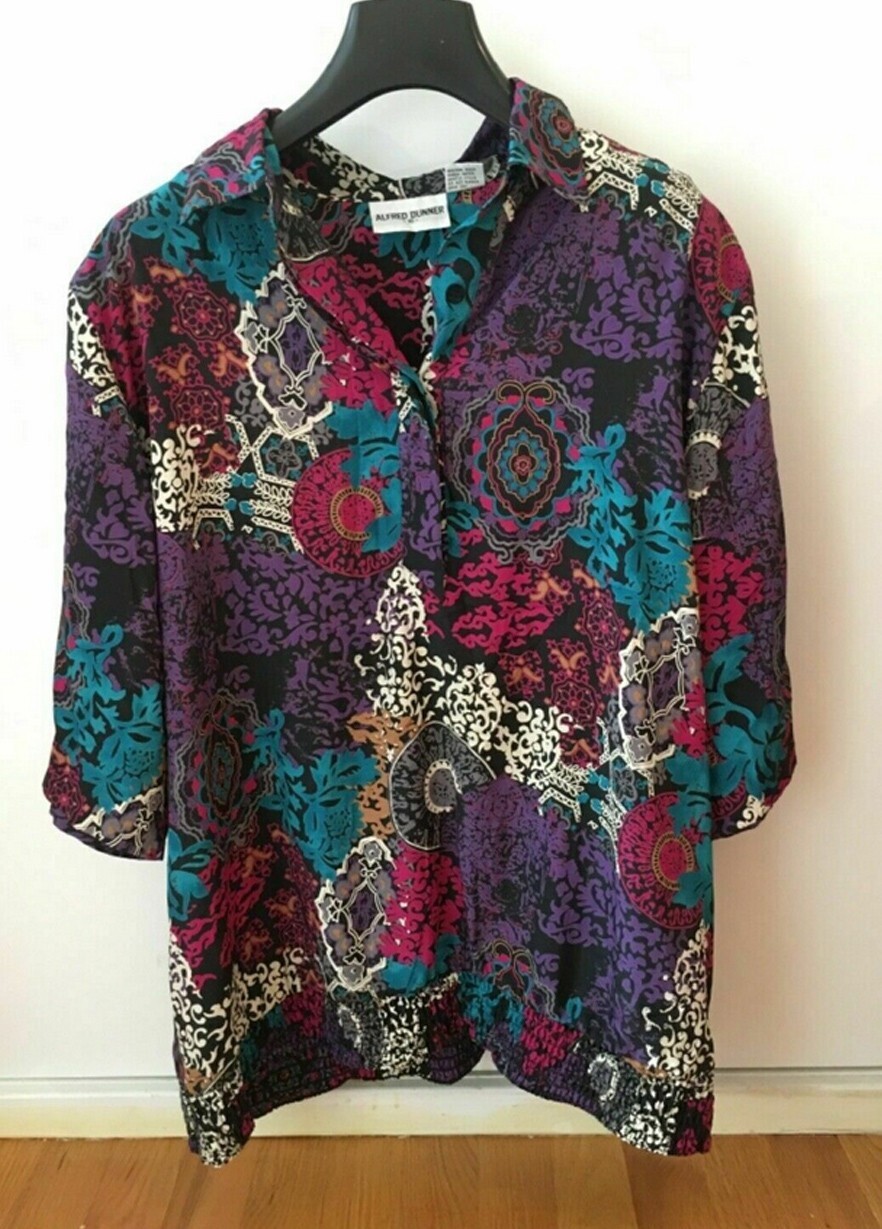 Vintage Designer Multicolor Blouse Polyester Size 16