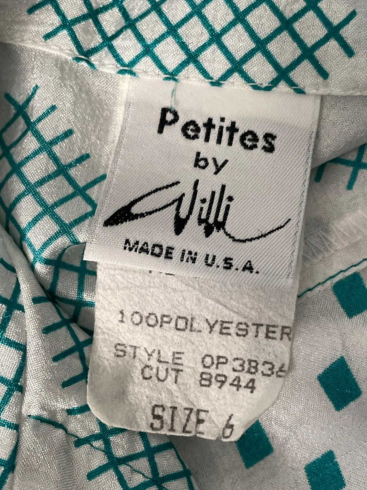 Vintage Petites By Willi Dress Sz 6 Semi Sheer Belted Gathered Waist Teal White