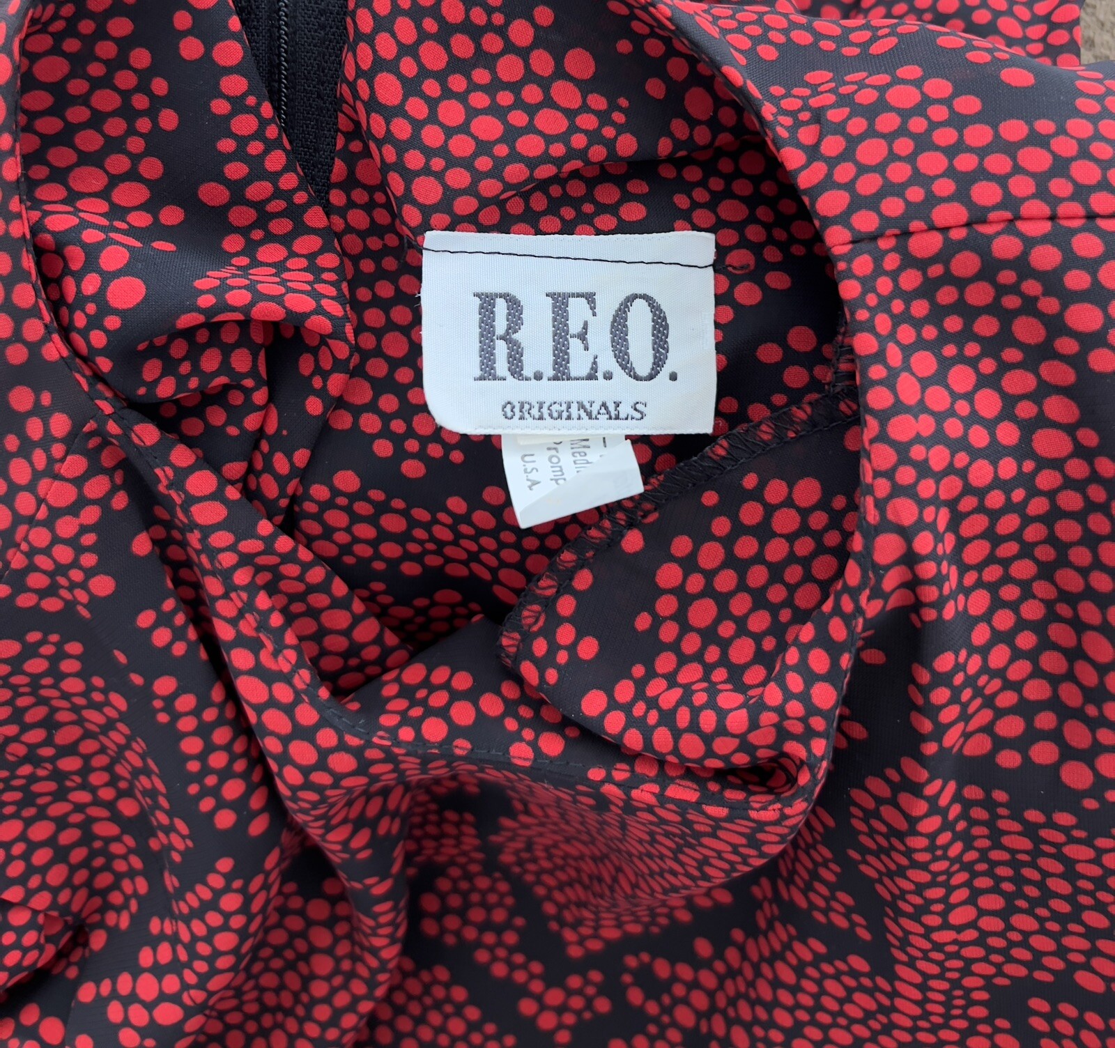 Vintage 80s REO Red Floral Pleated Drop Waist Dress Size 6 Retro ILGWU EUC