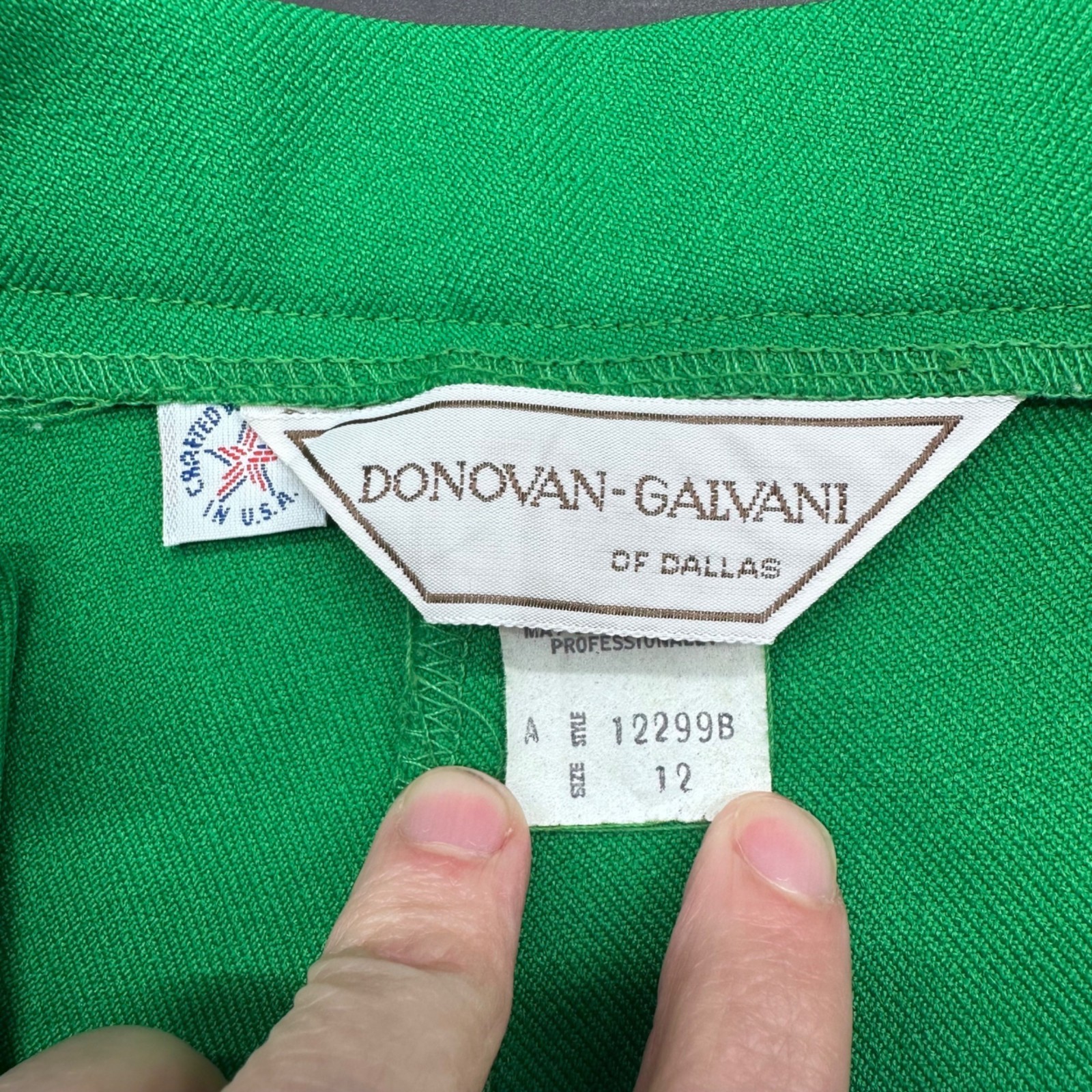 Vintage Suit Set Blazer Top Pants 3 Piece Green Size 12 Donovan Galvani USA 80s