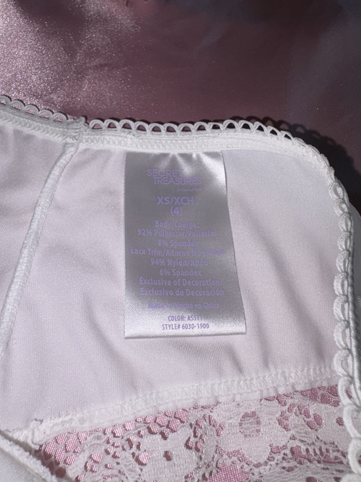 Vintage Secret Treasures White Thong String XS panties Nylon Underwear