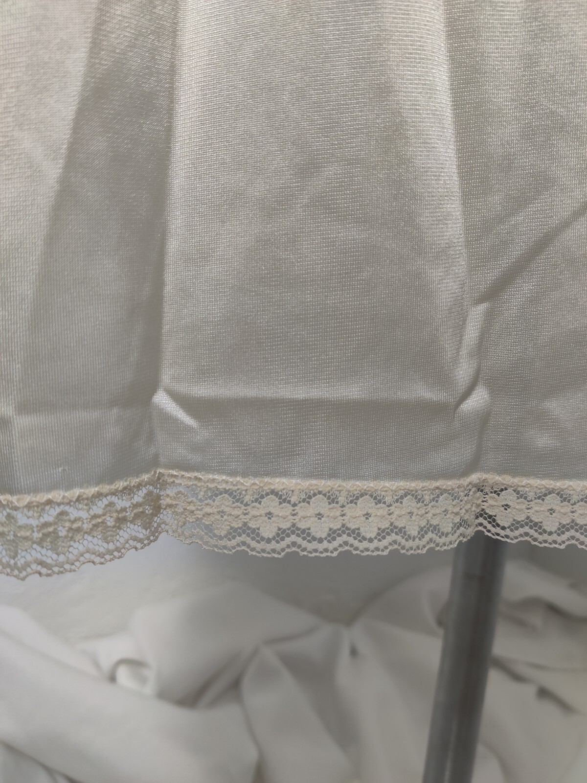 Vintage Greenco Maid Ivory Tan/Nude Slip 31”L 25”Waist Lace Trim 16″ Slit EVC