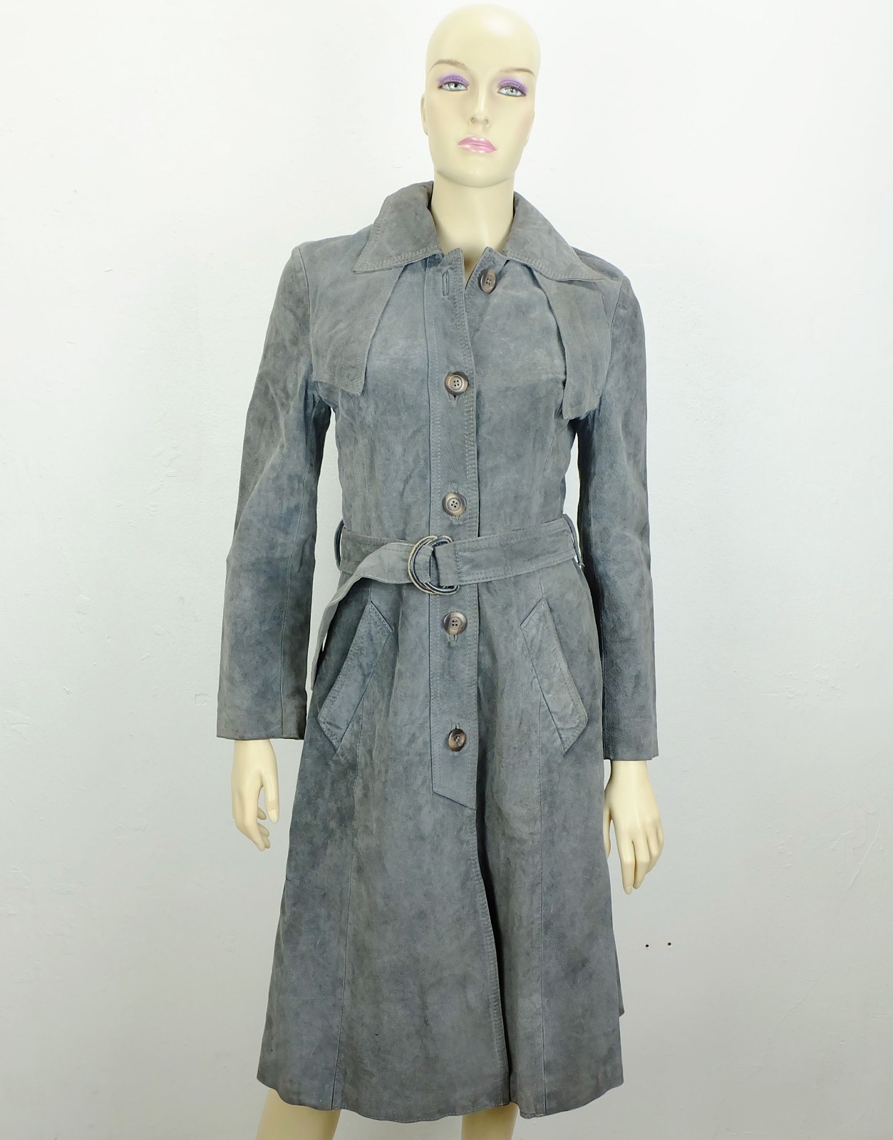 true vintage suede coat size 36 suede coat gray 1970s